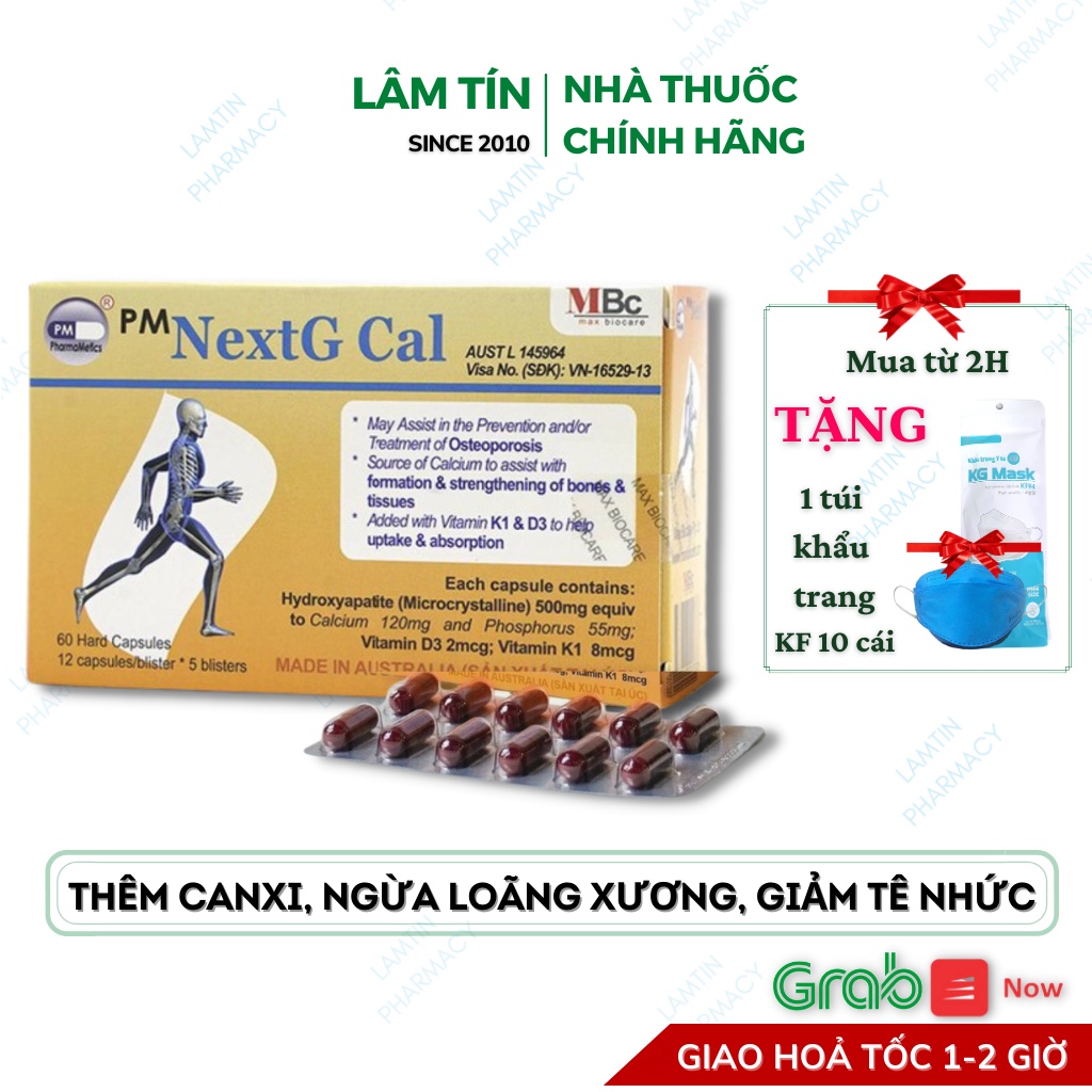 ✅(Chính Hãng) NextG Cal Bổ Sung Calci giảm đau nhức hỗ trợ chống loãng xương ( Hộp 60 Viên)