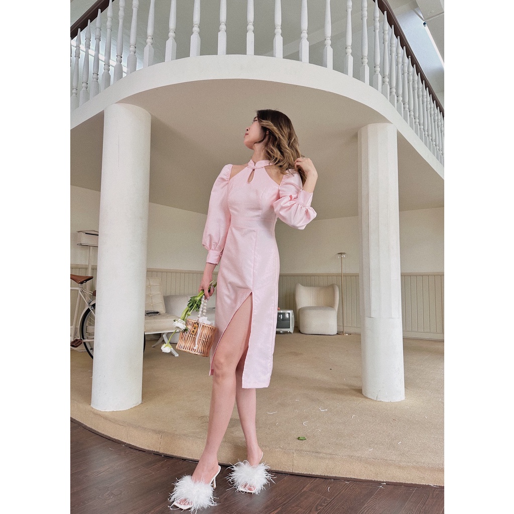 Đầm hồng pastel xẻ tà Rana Dress Gem Clothing SP060787