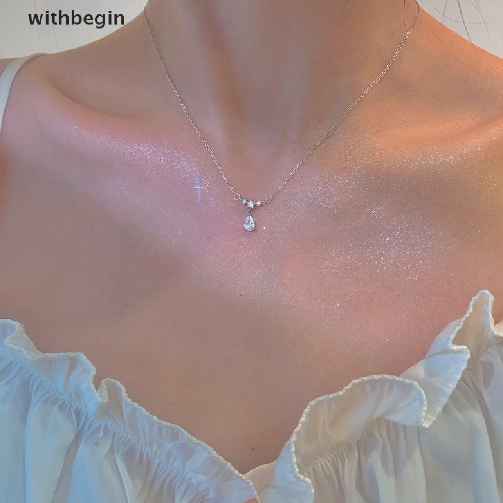 Vòng cổ Mặt Hình Giọt Nước Đính Đá Zircon Đơn Giản Thời Trang