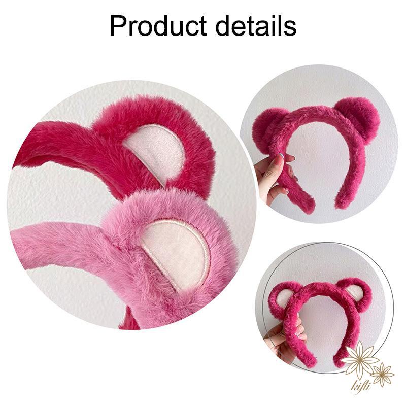 Băng Đô Cài Tóc Rửa Mặt Hình Tai Gấu / Dâu Tây Bằng Lông Nhung Dễ Thương Xinh Xắn