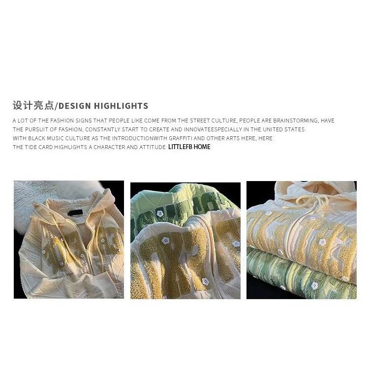 Áo Khoác Cardigan Có Mũ Dáng Rộng Thêu Chữ Phong Cách Retro Mỹ Cao Cấp Cho Nữ