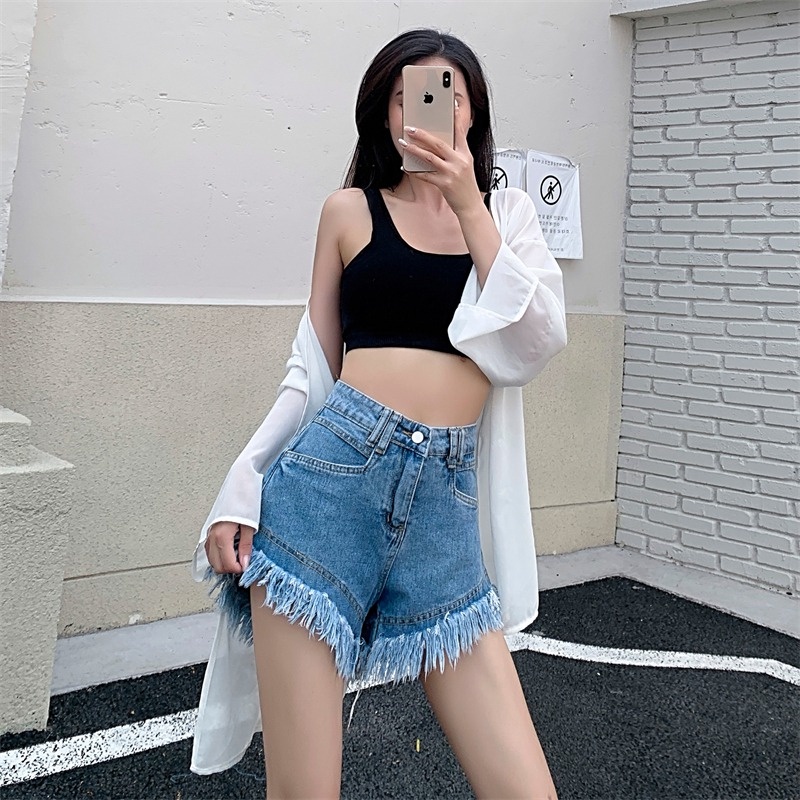 SUXI Quần Short Denim Dáng Chữ A Thiết Kế Đơn Giản Thời Trang Mùa Hè Cho Nữ