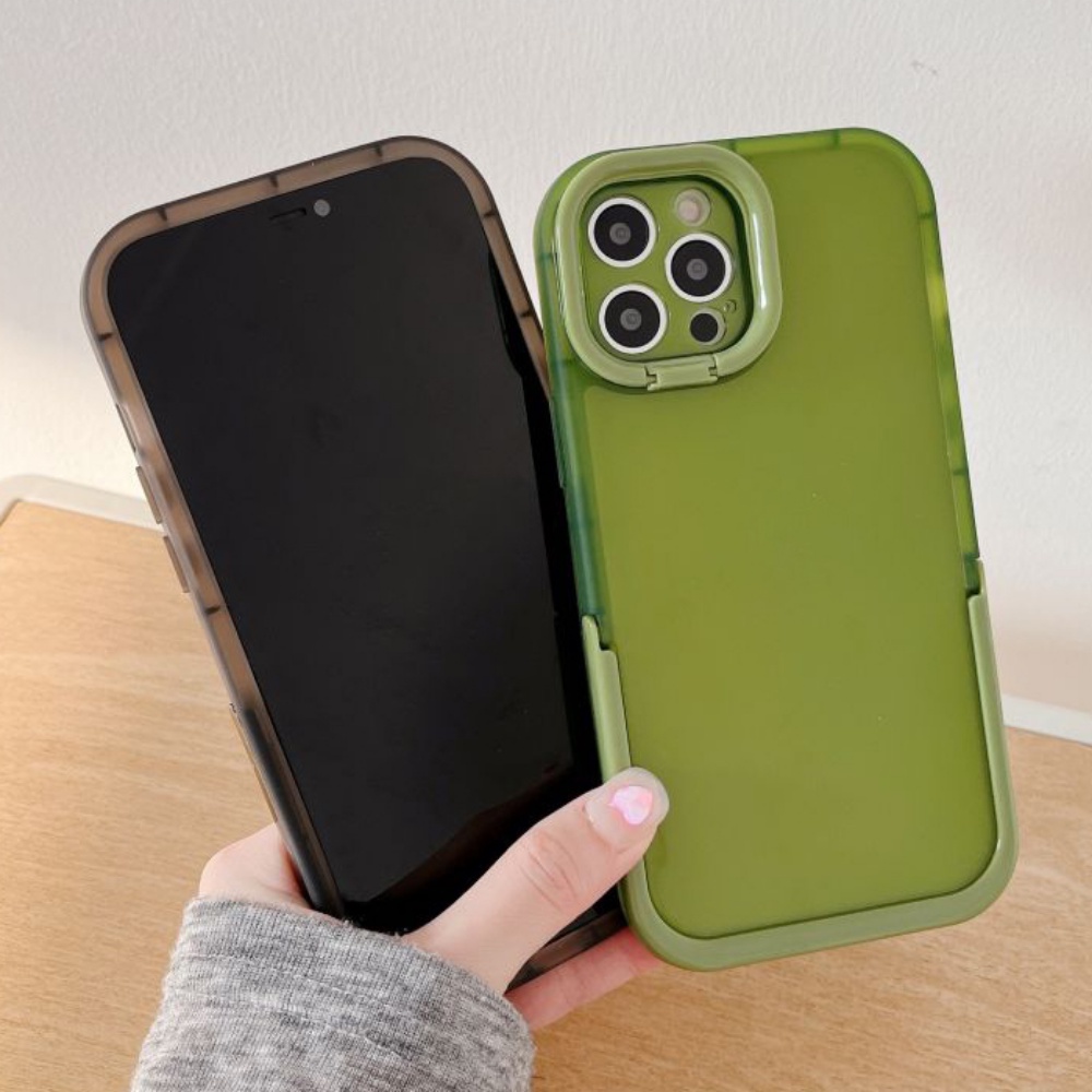 Ốp Điện Thoại TPU Mềm Màu Trơn Tích Hợp Giá Đỡ Kiểu Dáng Sang Trọng Dành Cho IPhone 13 12 11 Pro Max