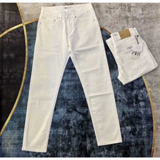 Quần jean nam trắng đen ZaRa chất bò dày dặn cầm nặng tay co giãn bốn chiều form slimfit bao đẹp