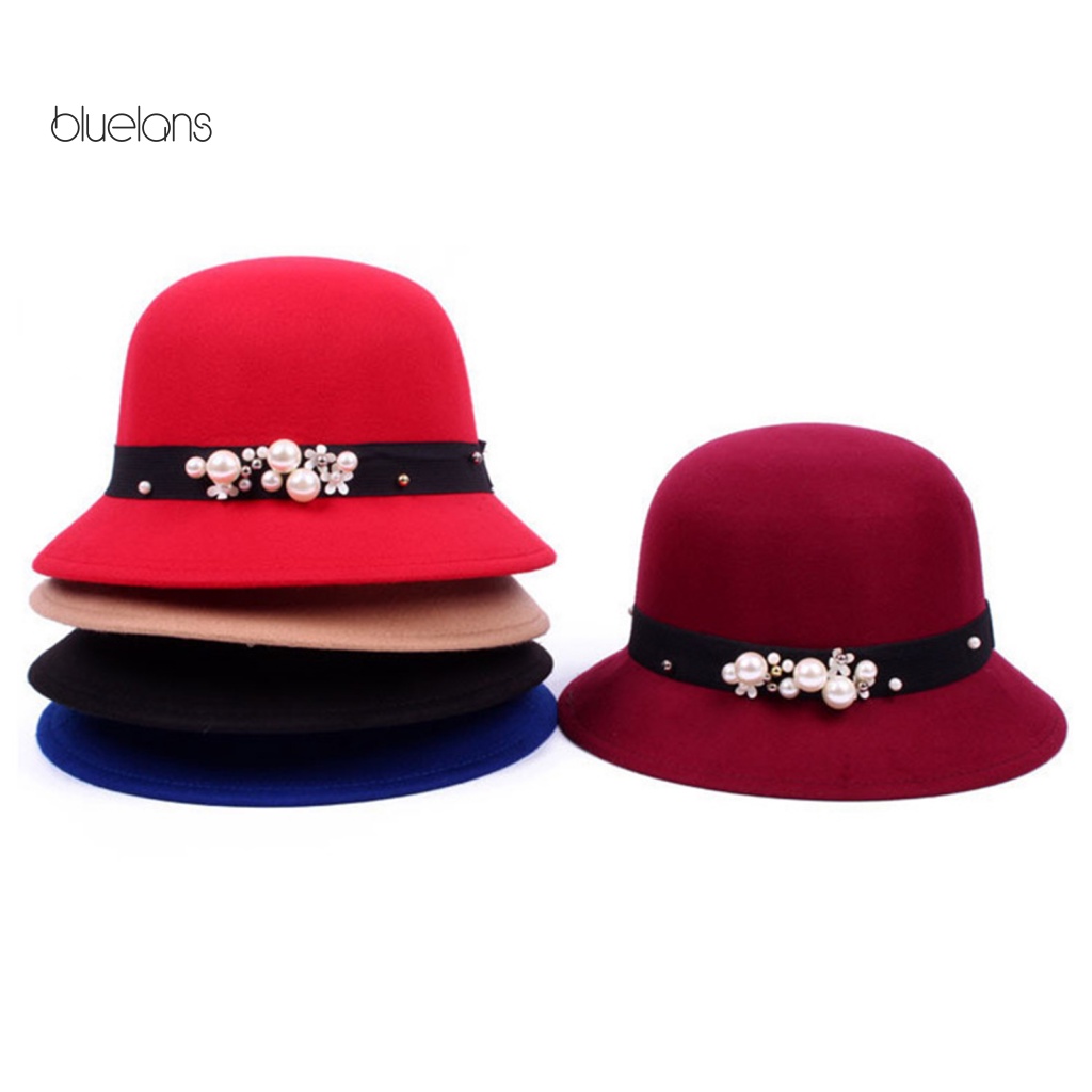 Mũ Vành Tròn Đính Ngọc Trai Giả Phong Cách Anh Quốc Cổ Điển Thời Trang Cho Nữ