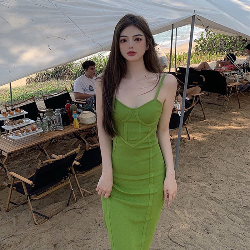 IELGY  Đầm Dệt Kim Dáng Ôm Phong Cách Pháp Thời Trang Cho Nữ