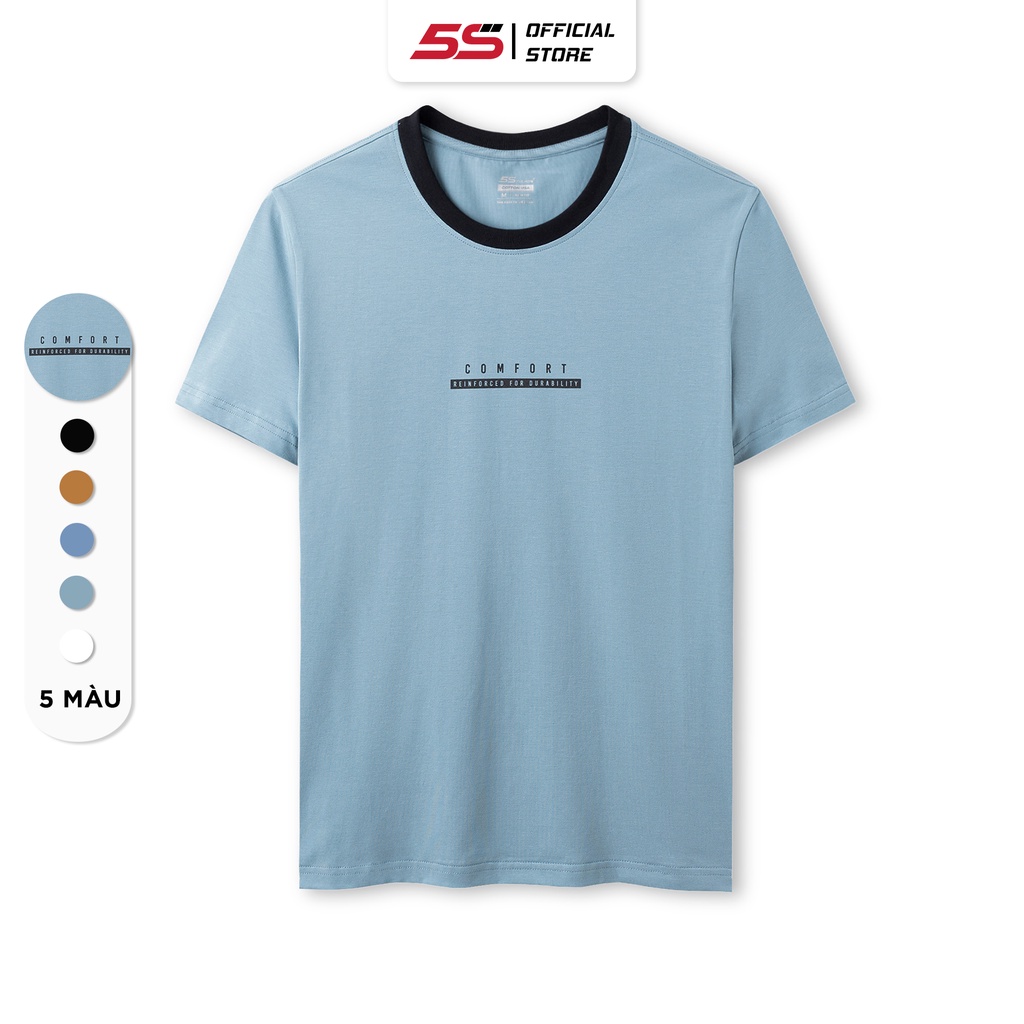 Áo Phông Nam 5S Thiết Kế In, Chất Cotton Mềm Mịn, Thoáng Mát, Co Giãn