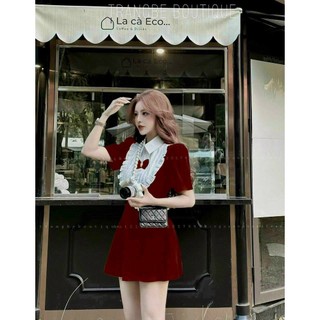 Đầm váy nữ thiết kế tay bồng xinh xắn, Đầm váy nữ umi tay bồng công chúa dự tiệc, đi chơi, thiết kế cổ sơ mi dáng xòe