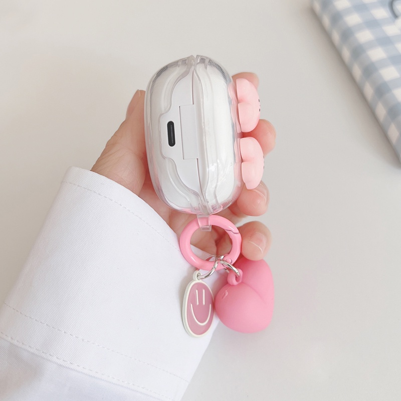 Vỏ Bảo Vệ Hộp Sạc Tai Nghe Samsung Galaxy buds 2Pro / buds live / buds Pro Bằng Silicon Trong Suốt Kèm Móc Khóa Hình Gấu Dễ Thương