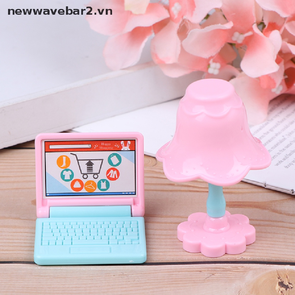 Mô Hình Máy Tính Xách Tay Hiện Đại Sáng Tạo Có Đèn Và Nội Thất Nhà Bú