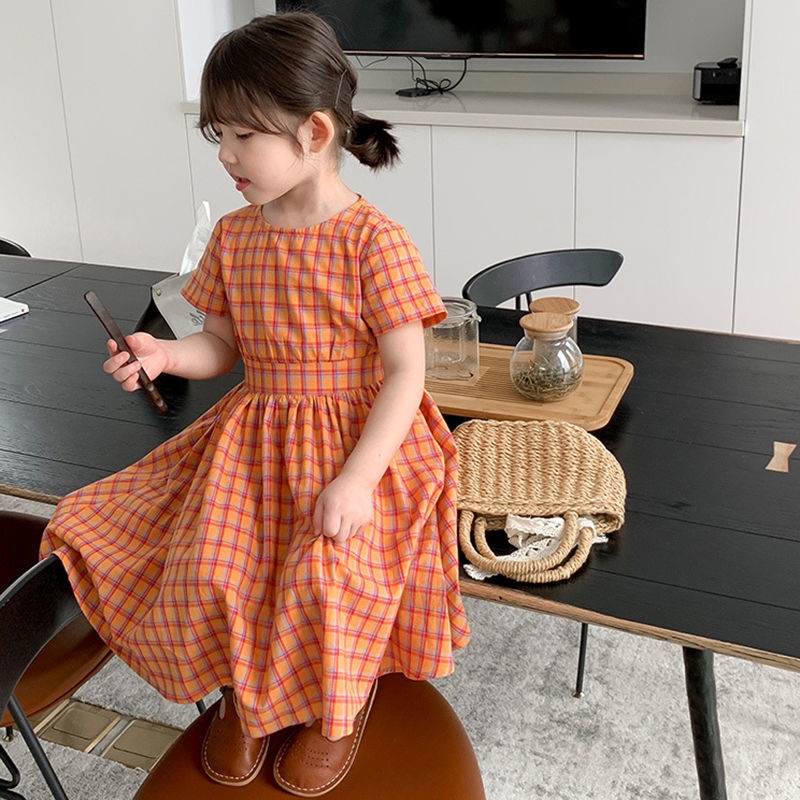 Đầm Công Chúa Mùa Hè Tay Cộc Cột Dây Eo Phong Cách Phương Tây Dễ Phối Đồ Cho Bé Gái