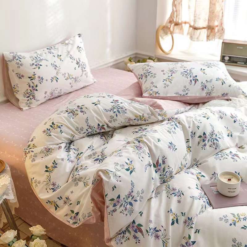 Chăn Ga Gối Cotton Living 💝 FREESHIP 💝 Bộ Chăn Ga Cotton 100% "Rừng Hoa Nhí " nhập khẩu 4 món