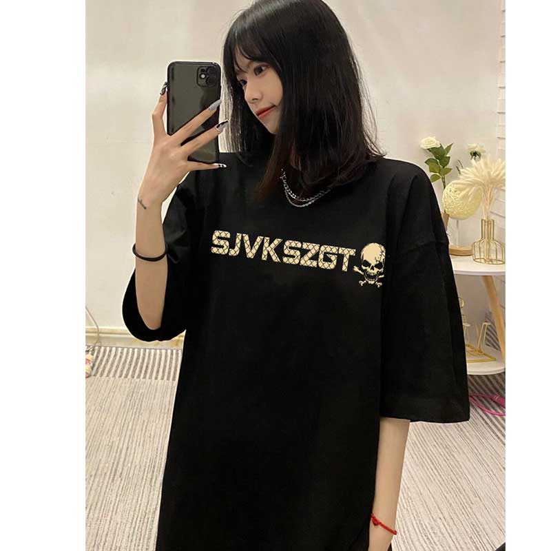 Áo Thun Ngắn Tay Dáng Rộng In Chữ Phong Cách Vintage Thời Trang Mùa Hè Mới Cho Nữ