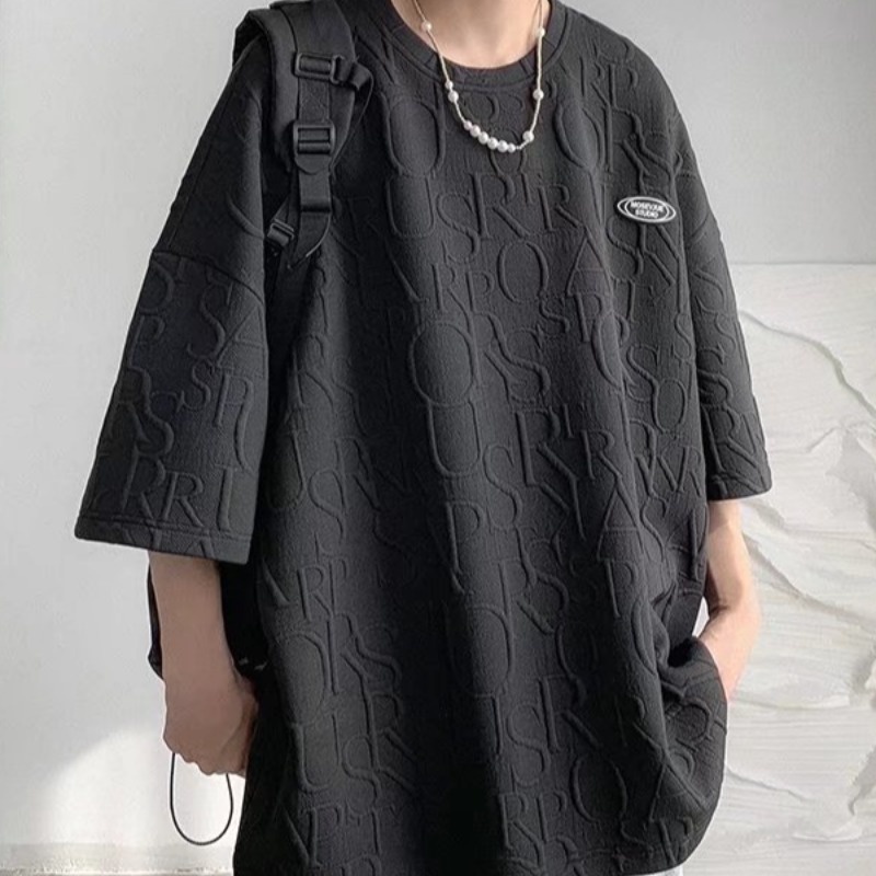 Áo Thun Tay Ngắn Cổ Tròn Dáng Rộng Thời Trang Mùa Hè Hong Kong 2023 Cho Nam