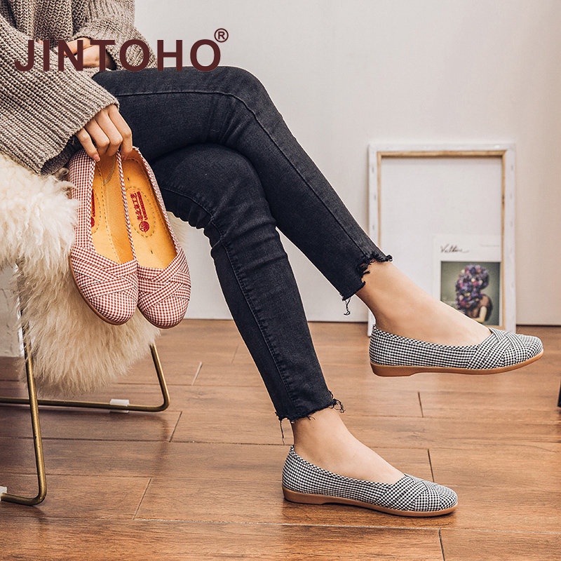 Jintoho Giày Lười Canvas Thoáng Khí Thời Trang Mùa Xuân Cho Nữ