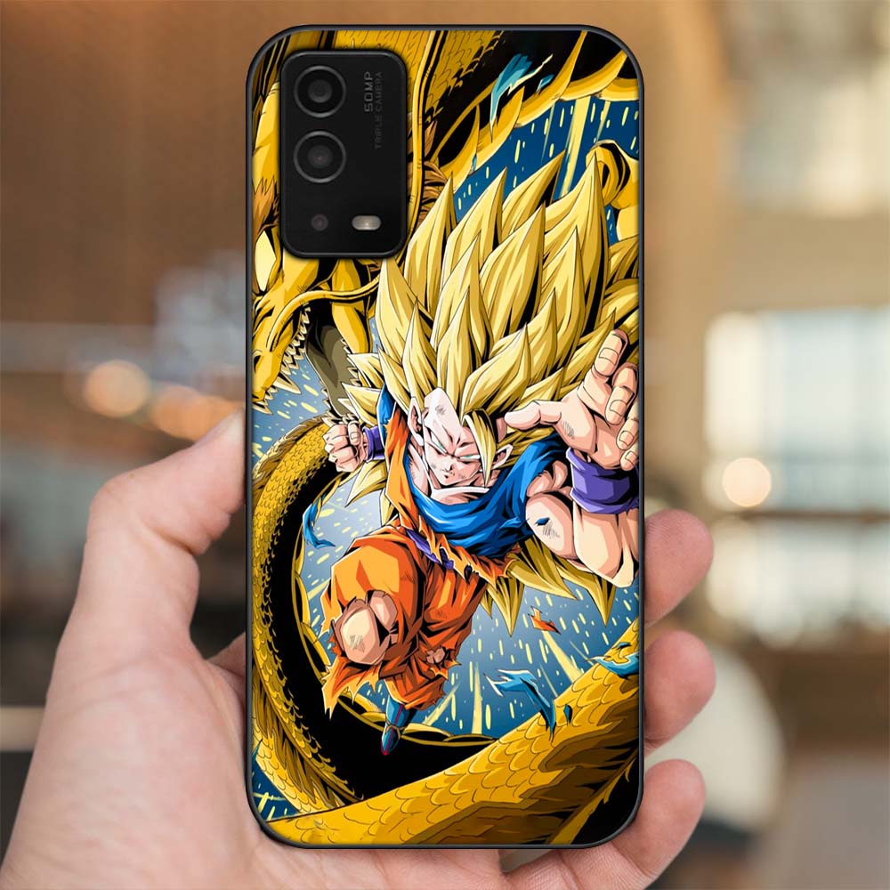 Ốp lưng Oppo A55 4G, A55 5G viền đen in hình Son Goku Dragon Ball Super Saiyan