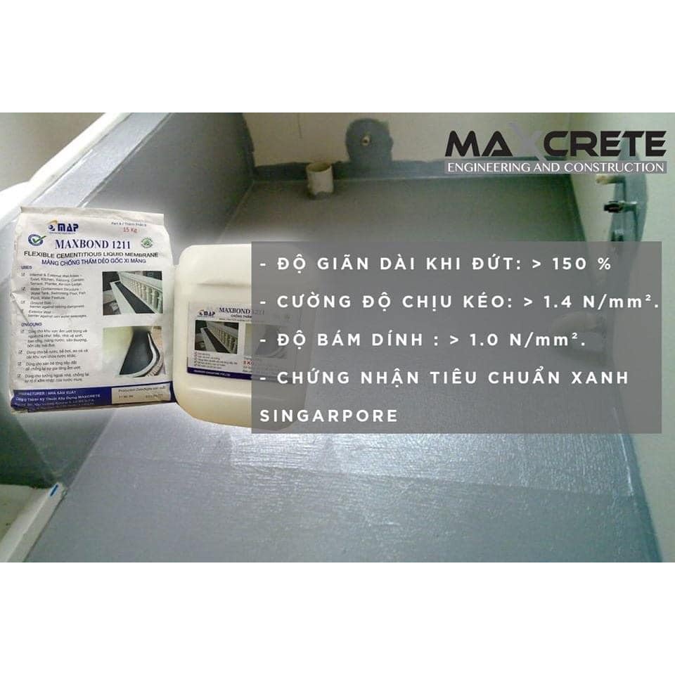 MAXBOND 1211 - 24KG /1 bộ - CHỐNG THẤM GỐC XI MĂNG 2 THÀNH PHẦN