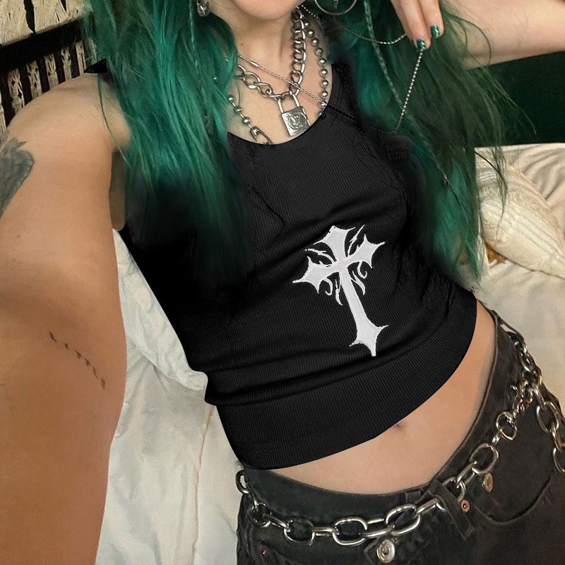 Áo sát nách YEYA họa tiết chữ thập thời trang dành cho nữ