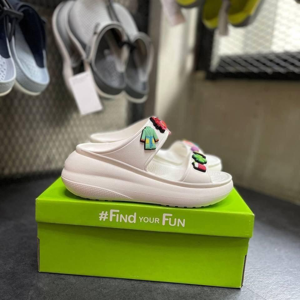 Dép 2 quai đế cao 7cm Cross Crush Sandal đúc nguyên khối- tặng 10 charm cứng 3D theo tông màu ib shop