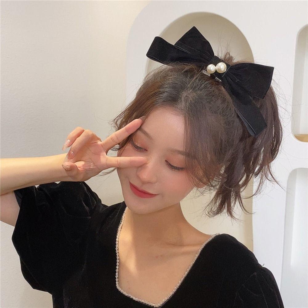 Kẹp Tóc Nơ Vải Nhung Cỡ Lớn Dễ Thương Cho Bé Gái