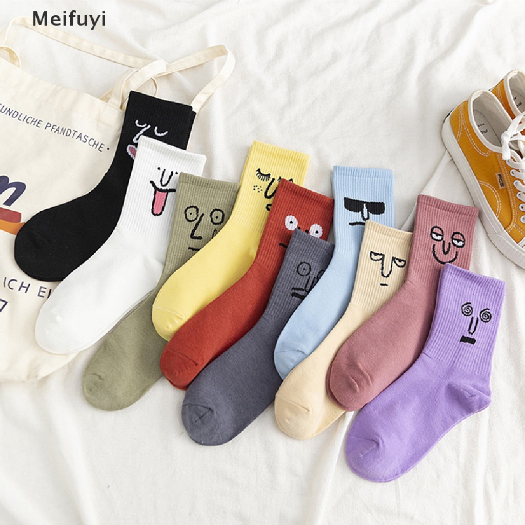 [Meifuyi] Vớ Màu Kẹo Đơn Giản Vui Nhộn Phong Cách Harajuku Hàn Quốc Cho Nữ