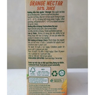 [Hộp 1 Lít] NƯỚC CAM ÉP VFRESH [VN] VINAMILK Orange Nectar Juice (halal)