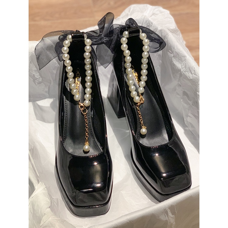 Giày nữ big size cao gót 9cm size 40 41 42 gót vuông