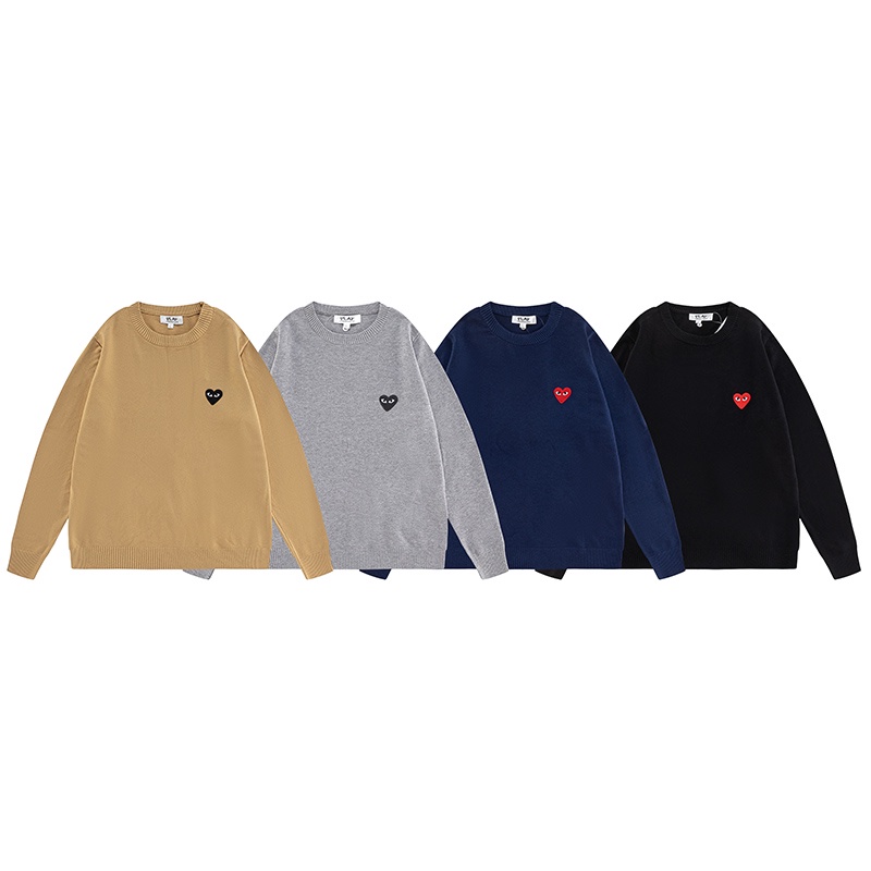 Hàng Có Sẵn! Áo Sweater Cotton Dài Tay Cổ Tròn Thêu Hình Trái Tim Cho Nam Nữ