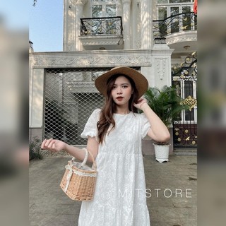 Váy xuông thô boy cổ tròn