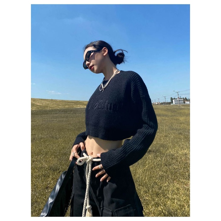 Áo Thun Tay Dài Cổ Tròn In Chữ Thời Trang Hàn Quốc Dành Cho Nữ