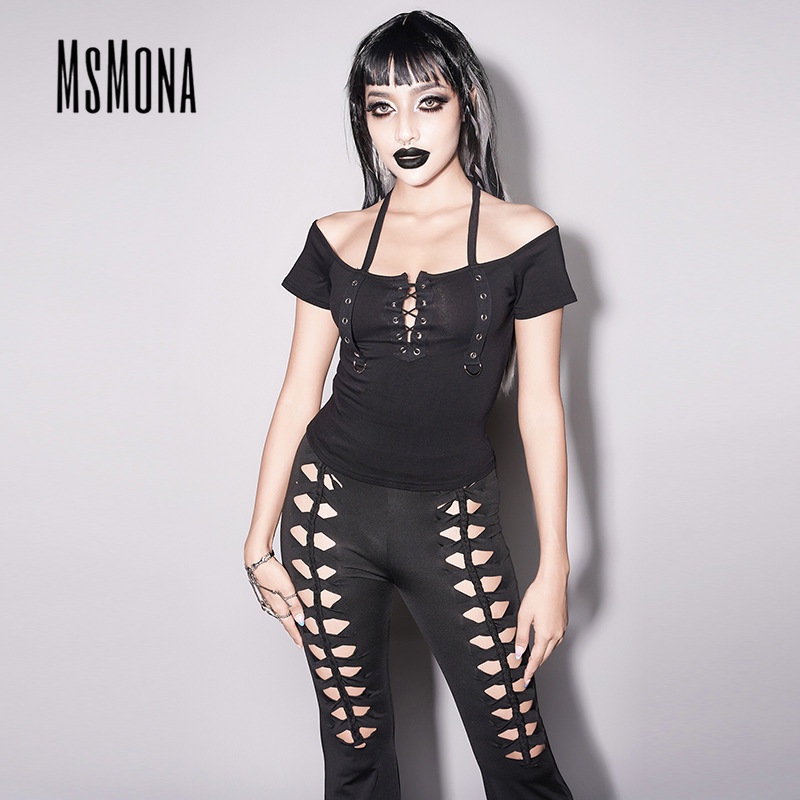 MsMona Áo Thun Tay Ngắn Dáng Ôm Hở Vai Màu Trơn Thời Trang 2023 Dành Cho Bạn Nữ