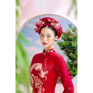 Mấn cô dâu 2 tầng hoa vải cành hoa nhỏ