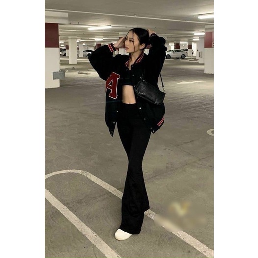 Quần loe vải umi màu đen mẫu mới