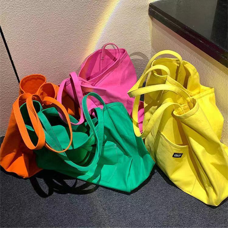Túi Xách Vải Canvas Màu Trơn Sức Chứa Lớn Phong Cách Hàn Quốc Thời Trang Mới 2022 Dành Cho Học Sinh Nam Nữtúi tote có khóa xách nữ ong chữ nhật  túi nữ vảitúi đi học túi nữcặp học sinh