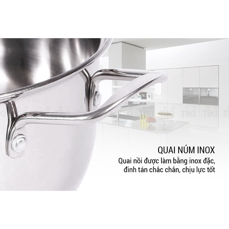 Bộ Nồi Inox 3 Đáy Sunhouse SH335 - Dùng trên mọi loại bếp - Hàng chính hãng