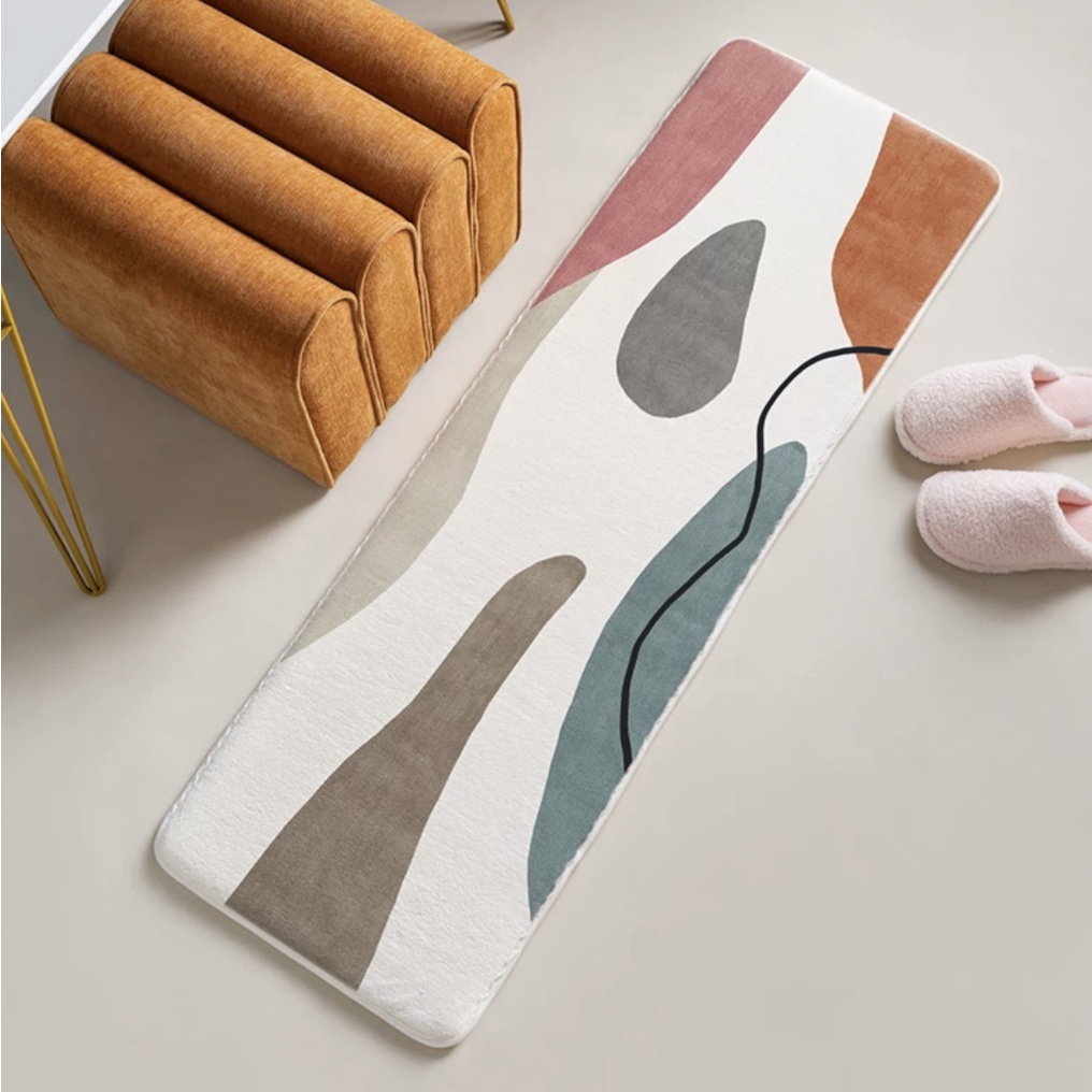 Thảm trải sàn morandi Vải nhung lông cừu trang trí phòng 40x120-80x200 thảm dài thảm trải sàn phòng ngủ thảm lông trải sàn phòng ngủ thảm chống trượt thảm lau chân