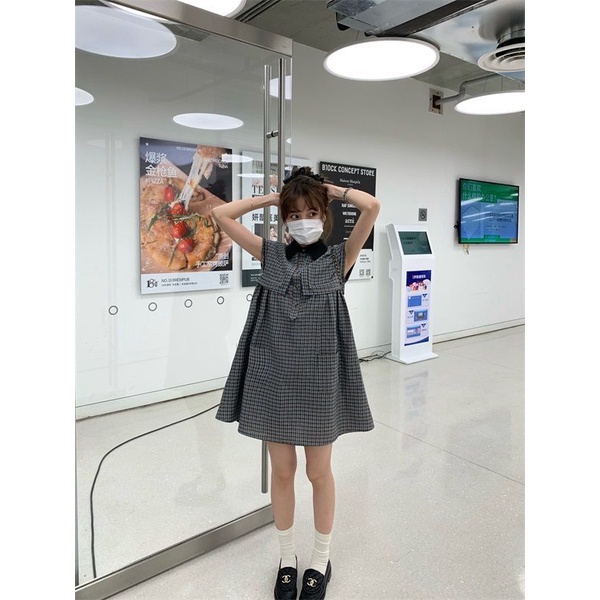 Đầm Cổ Polo Họa Tiết Sọc Caro Phong Cách Retro Thời Trang Mùa Hè Cho Nữ