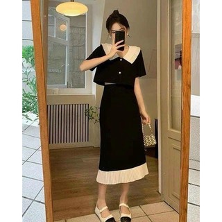 Set bigsize áo croptop chân váy dài xinh xắn duyên dáng ( Thời trang Vicky G - Anitagreen ) HN0223