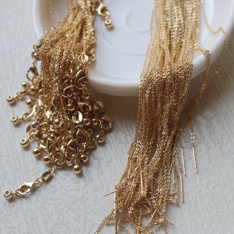 Kim Đồng Mạ Vàng 14k 46cm 0 Mắt Xích Phẳng 1.0 Có Thể Điều Chỉnh 21.5cm diy