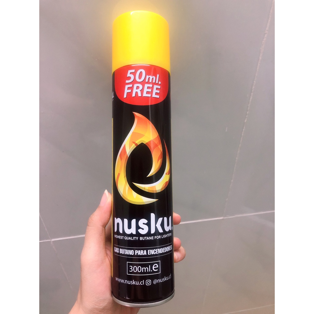 Bình Bơm ga cho bật-lửa-hộp-quẹt kèm 5 đầu bơm các loại bật-lửa-gas - Nusku Mỹ 300ml