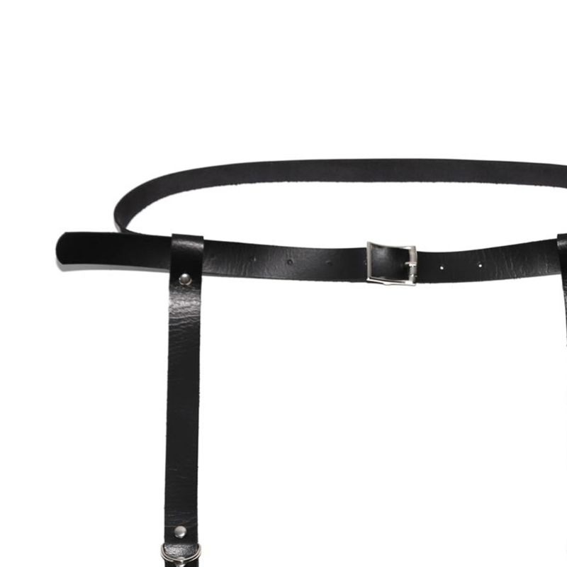 Đai Nịt Bít Tất Bằng Da Nhân Tạo Có Thể Điều Chỉnh Phong Cách Punk Rock Cho Nữ