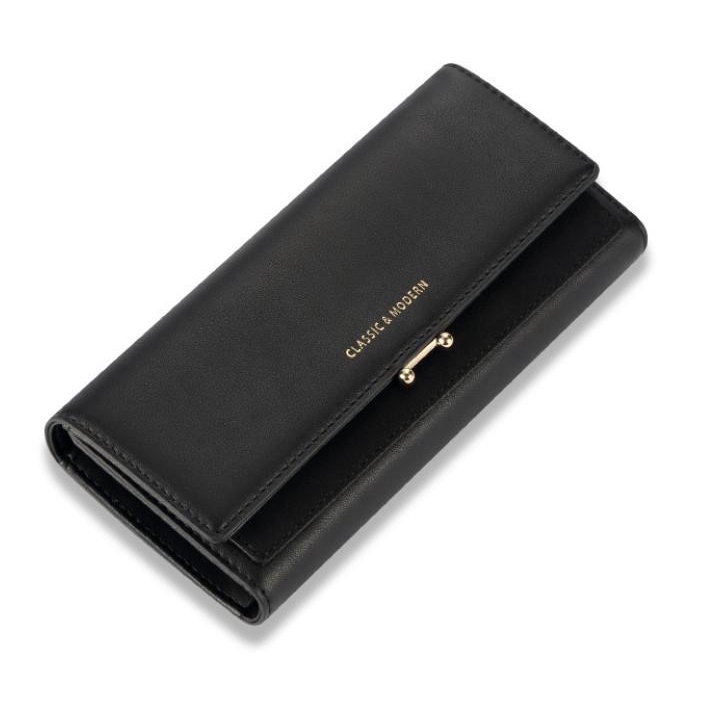 Ví nữ, bóp nữ da dài CLASSIC MODERN dáng gập cao cấp cầm tay sang chảnh Hot trend khóa nam châm D&H STORE VCF18