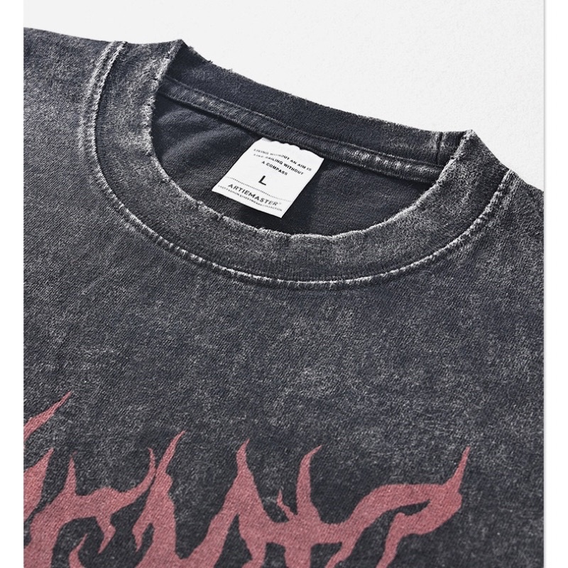 Áo phông Chainsaw man đen wash, dáng rộng graphic in DTG, chi tiết rách, vải 250gsm chính hãng Artie Master streetwear