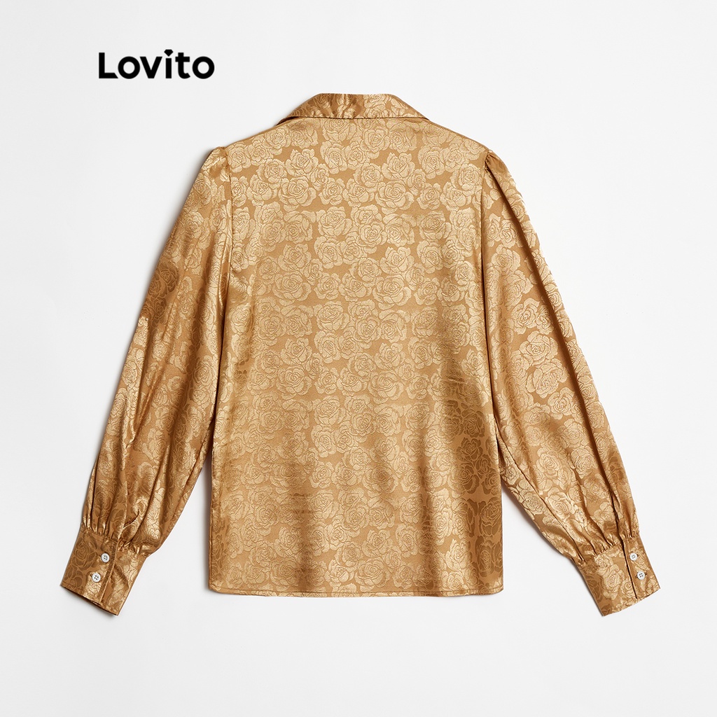 Áo sơ mi Lovito dệt hoa mặt trước thanh lịch cho nữ L45LD018