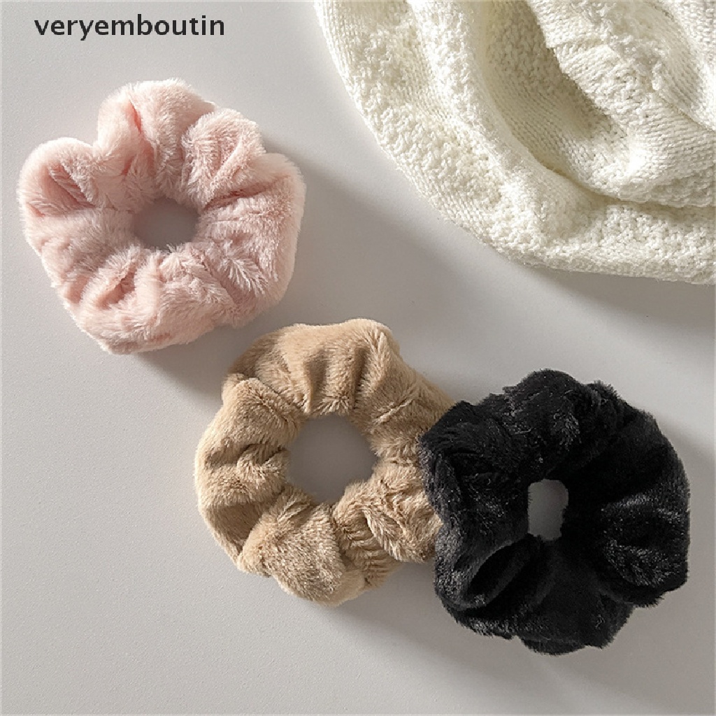 Dây Buộc Tóc Cao Su Bọc Vải Lông Mềm Co Giãn Nhiều Màu Ấm Áp Mùa Đông Cho Nữ