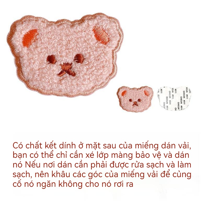 Ahome Quần Áo Vải Dán Miếng Dán Hoạt Hình Trang Trí Vải Thêu Miếng Dán DIY Miếng Dán Gấu Miếng Dán Trang Trí Điện Thoại