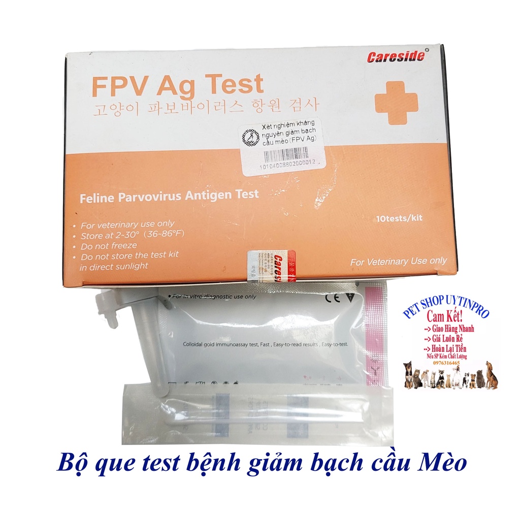 Bộ que test bệnh giảm bạch cầu Mèo FPV Ag Test Feline Parvovirus Antigen Test Giúp phát hiện bệnh sớm Xuất xứ Hàn Quốc