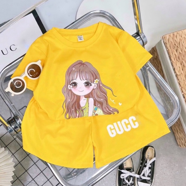 Bộ Quần Áo Bé Gái , Bộ Cotton Cộc Tay Mùa Hè Đủ Size Nhí- Đại, Bộ Cô Gái Tóc Mây