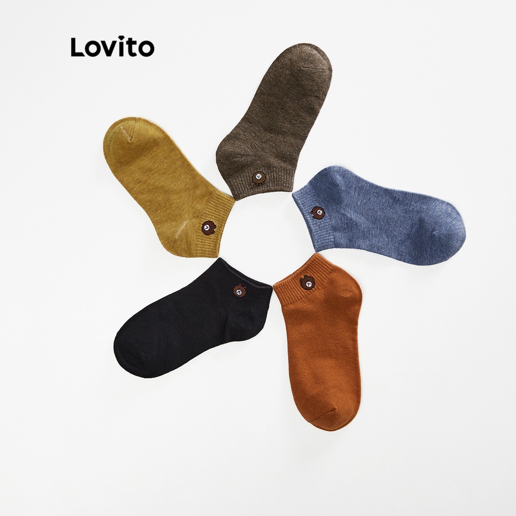 Lovito Vớ cotton tất vô hình trơn thường
