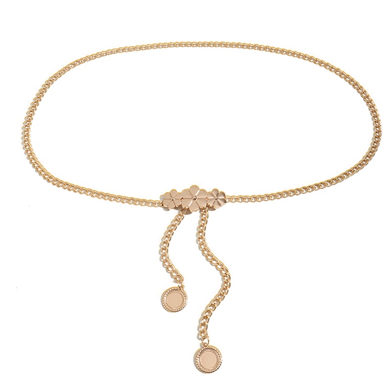 Thắt Lưng Dây Xích Mặt Hoa Hồng Bằng Hợp Kim Màu Vàng Thời Trang Cho Nữ